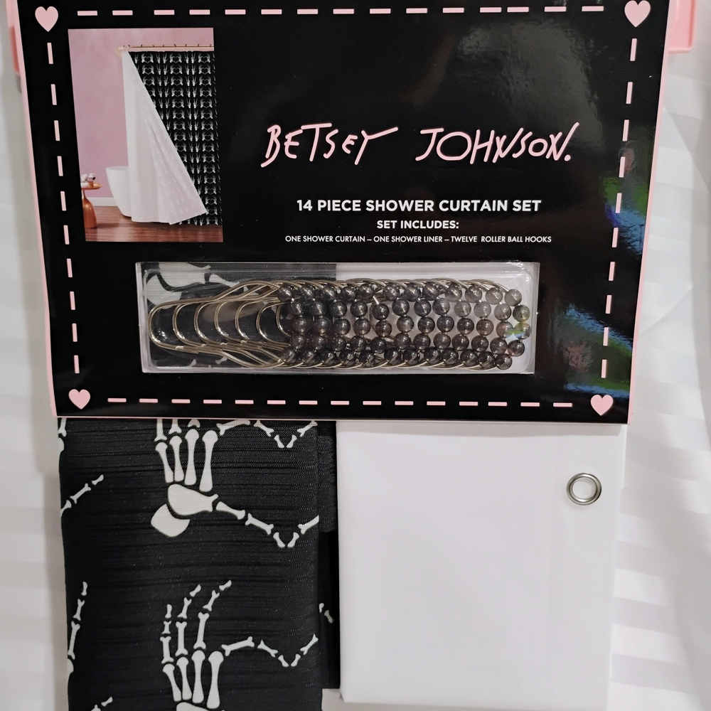 Betsey Johnson Skeleton Shower Curtain Set